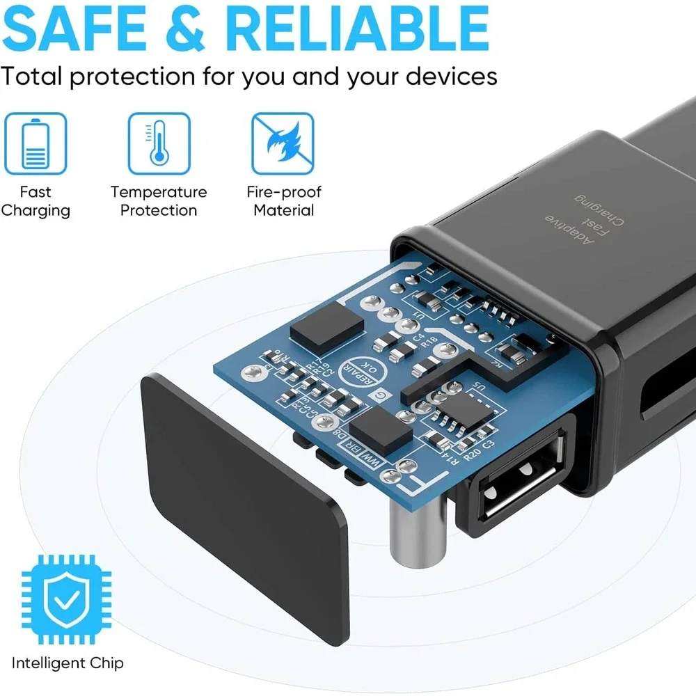 2PCK Adaptive Fast Charger 2.0Amp USB Adapter, 9V/5V for Samsung, LG, Universal